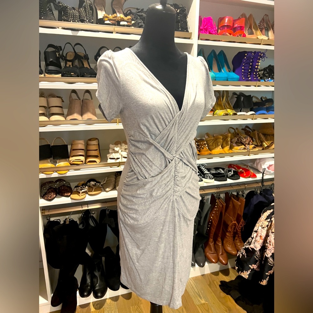 Gray, sparkled print, BGBGirls V-neck Dress